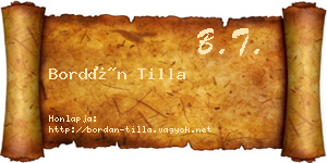 Bordán Tilla névjegykártya
